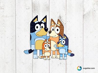 Bluey Family Portrait, Best for children, best on wall art, best to be applied with print and cut