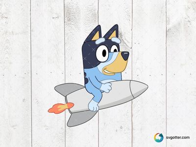 Bluey on a Rocket, Best for children, best on t-shirt, best to be applied with sublimation