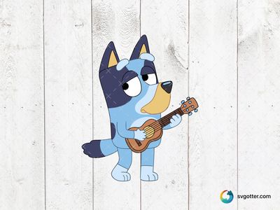 Bluey Playing Guitar, Best for children, best on t-shirt, best to be applied with sublimation