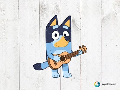 Bluey Playing Guitar, Best for children, best on t-shirt, best to be applied with sublimation