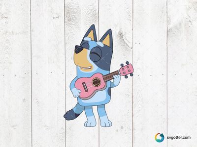 Bluey Playing Guitar, Best for children, best on t-shirt, best to be applied with sublimation