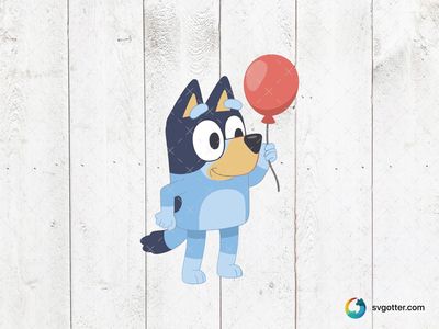 Bluey with Balloon, Best for children, best on t-shirt, best to be applied with sublimation