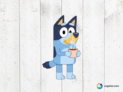 Bluey with Coffee, Best for children, best on mugs, best to be applied with sublimation