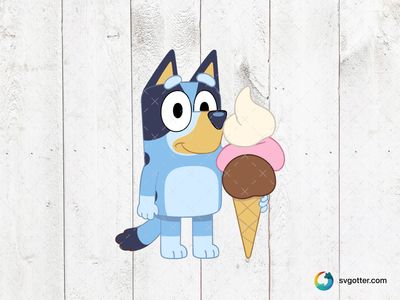 Bluey with Ice Cream, Best for children, best on t-shirt, best to be applied with sublimation