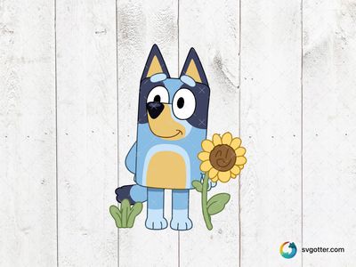 Bluey with Sunflower, Best for children, best on t-shirt, best to be applied with sublimation