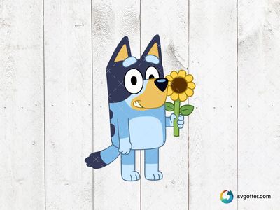 Bluey with Sunflower, Best for children, best on t-shirt, best to be applied with sublimation