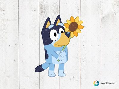Bluey with Sunflower, Best for children, best on t-shirt, best to be applied with sublimation