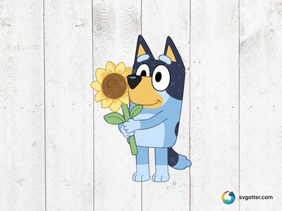 Bluey with Sunflower, Best for children, best on t-shirt, best to be applied with sublimation