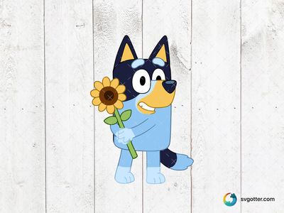 Bluey with Sunflower, Best for children, best on t-shirt, best to be applied with sublimation