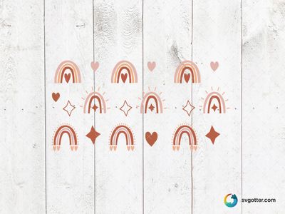 Boho Rainbow and Hearts Pattern, Best for artists, best on mug, best to be applied with sublimation