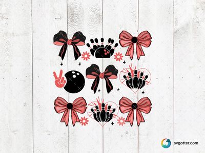 Bowling and Bows Design, Best for sports fans, best on t-shirts, best to be applied with heat transfer vinyl