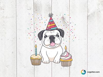 Bulldog Birthday Celebration, Best for pet lover, best on t-shirt, best to be applied with sublimation