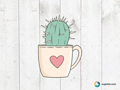 Cactus in Heart Mug, Best for plant lovers, best on mugs, best to be applied with sublimation