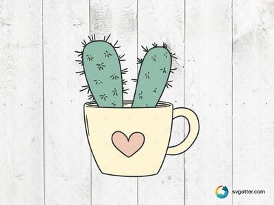 Cactus in Heart Mug, Best for plant lovers, best on mugs, best to be applied with sublimation