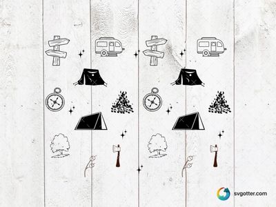 Camping Adventure Icons, Best for campers, best on mugs, best to be applied with sublimation