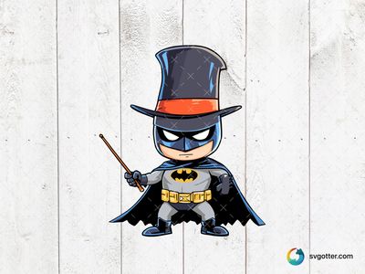 Cartoon Batman with Top Hat, Best for superhero fans, best on t-shirt, best to be applied with sublimation