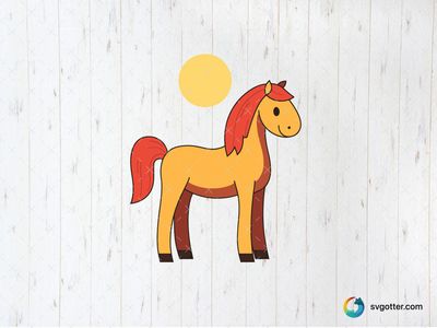 Cartoon Horse with Sun, Best for children, best on t-shirt, best to be applied with sublimation