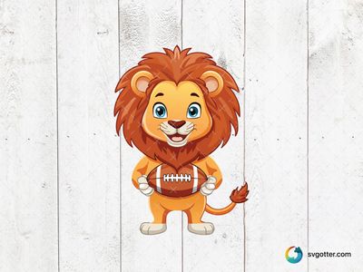 Cartoon Lion with Football, Best for sports fans, best on t-shirt, best to be applied with sublimation