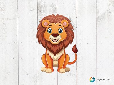 Cartoon Lion Illustration, Best for children, best on t-shirt, best to be applied with sublimation