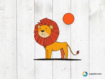 Cartoon Lion Illustration, Best for child, best on t-shirt, best to be applied with sublimation