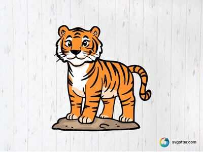 Cartoon Tiger Illustration, Best for children, best on t-shirt, best to be applied with screen printing