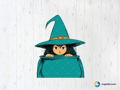 Cartoon Witch in Cauldron, Best for Halloween enthusiasts, best on t-shirts, best to be applied with sublimation