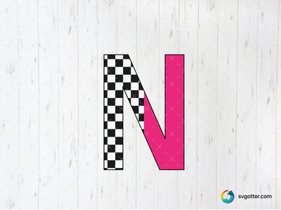 Checkered Letter N, Best for motorsport fans, best on t-shirt, best to be applied with screen printing