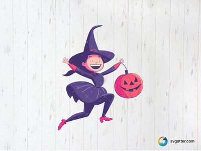 Cheerful Witch with Pumpkin, Best for holiday enthusiast, best on t-shirt, best to be applied with sublimation