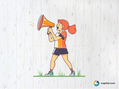 Cheerleader with Megaphone, Best for sports fans, best on t-shirts, best to be applied with screen printing