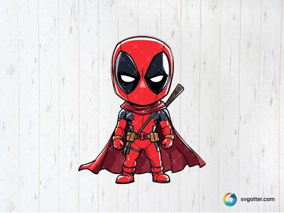 Chibi Deadpool Character, Best for comic fans, best on t-shirt, best to be applied with sublimation