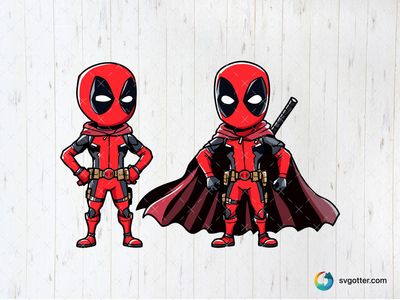 Chibi Deadpool Duo, Best for comic fans, best on t-shirt, best to be applied with sublimation