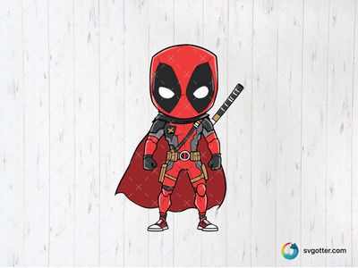 Chibi Deadpool Illustration, Best for comic fans, best on t-shirt, best to be applied with sublimation