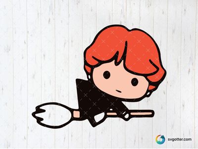 Chibi Wizard on Broomstick, Best for Harry Potter fans, best on t-shirt, best to be applied with sublimation