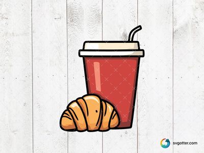 Coffee and Croissant, Best for coffee lovers, best on mugs, best to be applied with sublimation