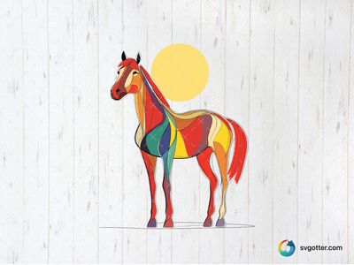 Colorful Abstract Horse, Best for artists, best on wall art, best to be applied with print and cut