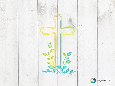Colorful Cross with Leaves, Best for christian, best on wall art, best to be applied with print and cut