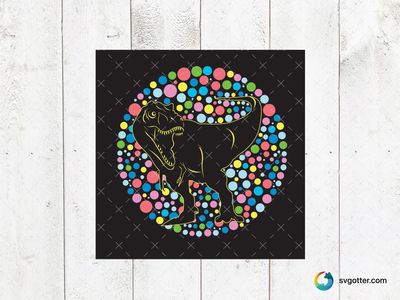 Colorful Dot Day Dinosaur, Best for children, best on t-shirt, best to be applied with sublimation