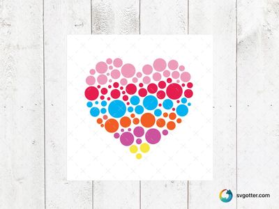 Colorful Dot Heart, Best for artists, best on wall art, best to be applied with print and cut