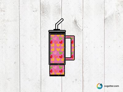 Colorful Hearts Stanley Cup Design, Best for beverage lovers, best on mugs, best to be applied with sublimation