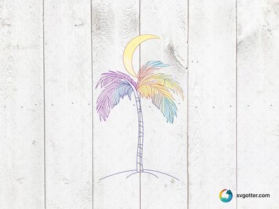 Colorful Palm and Crescent Moon, Best for beach lovers, best on wall art, best to be applied with sublimation