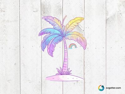 Colorful Palm Tree with Rainbow, Best for beach lovers, best on t-shirt, best to be applied with sublimation