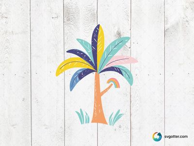Colorful Palm Tree with Rainbow, Best for artists, best on wall art, best to be applied with sublimation