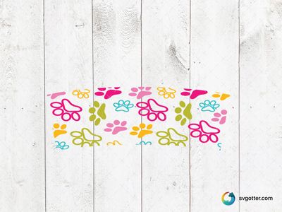 Colorful Paw Print Cup Wrap, Best for pet lovers, best on cup wraps, best to be applied with sublimation