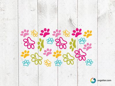 Colorful Paw Print Pattern, Best for pet lover, best on mug, best to be applied with sublimation