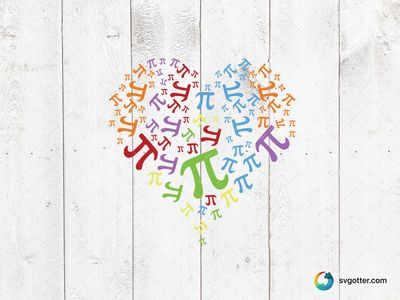 Colorful Pi Heart, Best for students, best on t-shirt, best to be applied with sublimation