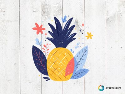 Colorful Pineapple Illustration, Best for artists, best on wall art, best to be applied with print and cut