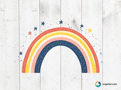 Colorful Rainbow with Stars, Best for children, best on wall art, best to be applied with sublimation