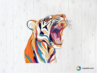 Colorful Roaring Tiger, Best for artists, best on wall art, best to be applied with print and cut