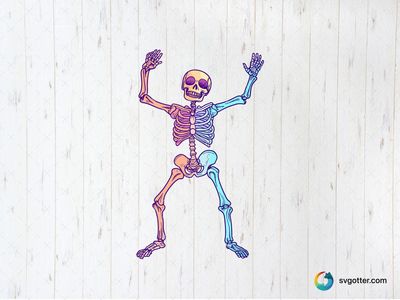 Colorful Skeleton Illustration, Best for horror enthusiasts, best on t-shirt, best to be applied with sublimation