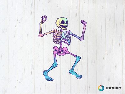 Colorful Skeleton Illustration, Best for horror enthusiasts, best on t-shirt, best to be applied with sublimation